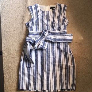 J. Crew tank dress blue white 8P 8 petite linen